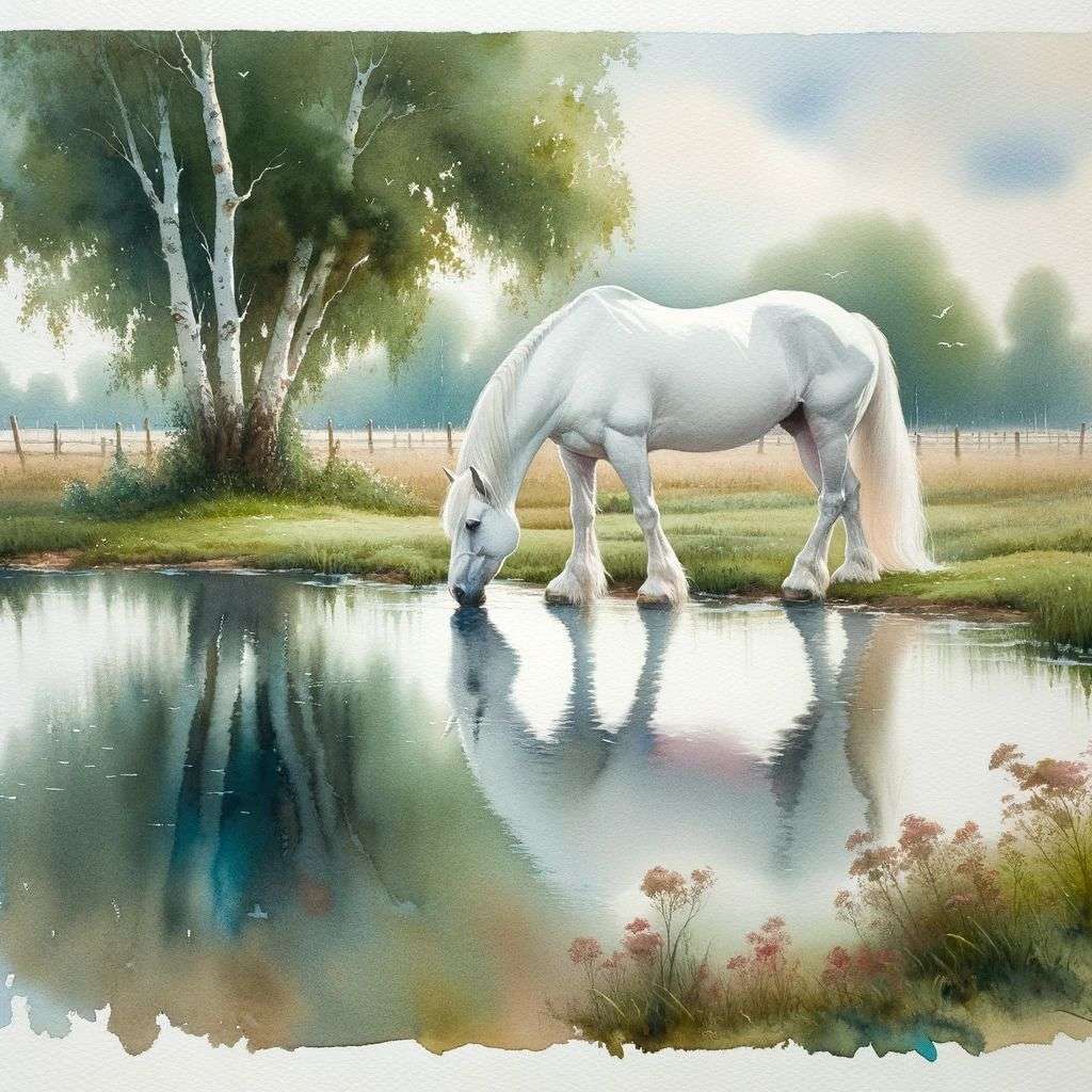 a horse, watercolor painting